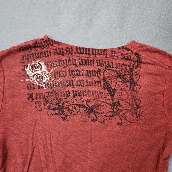 Sinful Affliction Womens Top Large Burgundy Glitter Fleur De Lis Grunge 90s Y2k - Picture 8 of 9